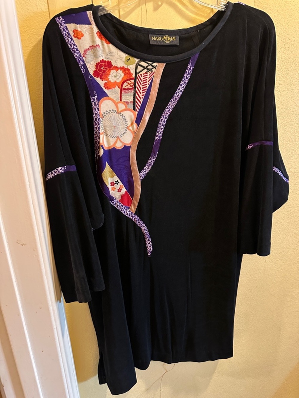 Black Tunic with Purple Floral Accent